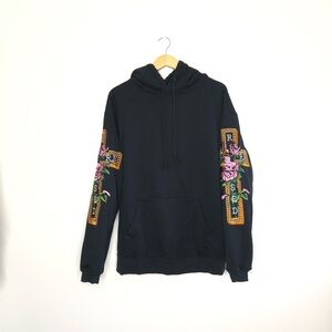 Born x Raised Black Embroidered Sleeves Hoodie Jacket Size Medium